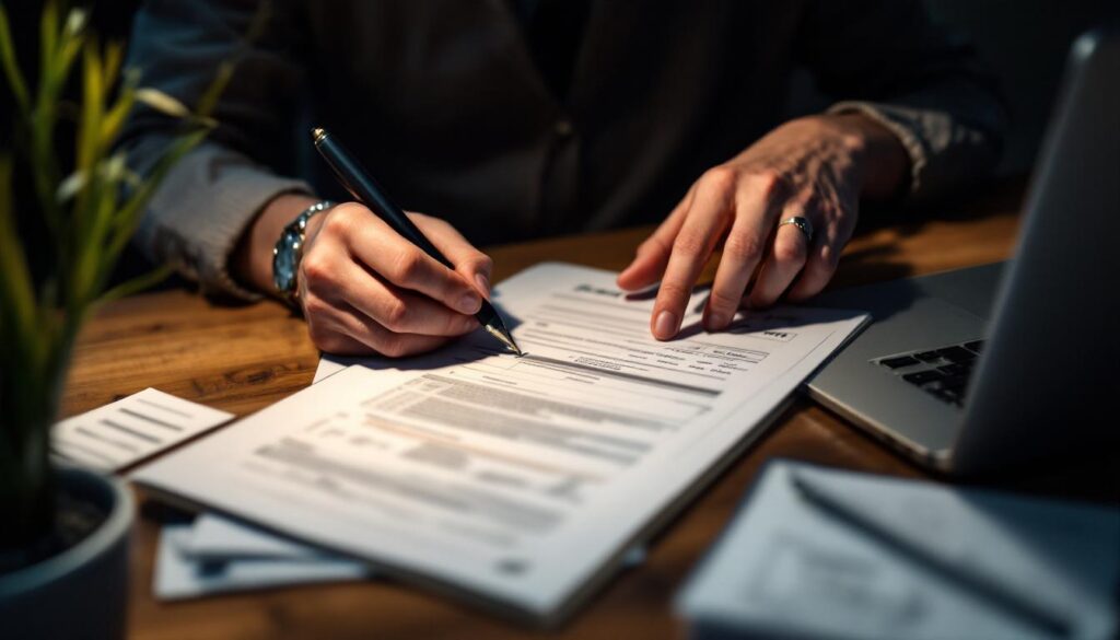 A photograph of a person sitting at a desk