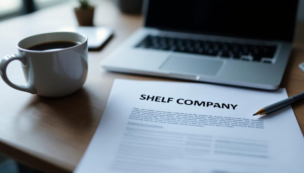 A photograph of a professional-looking workspace with a laptop