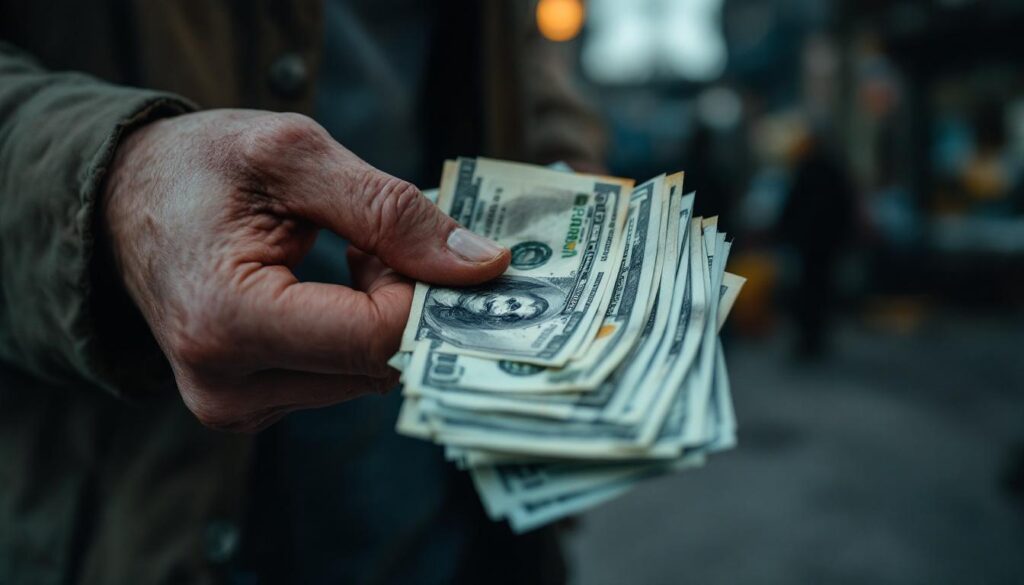 A photograph of a somber yet thought-provoking scene that symbolizes financial struggle